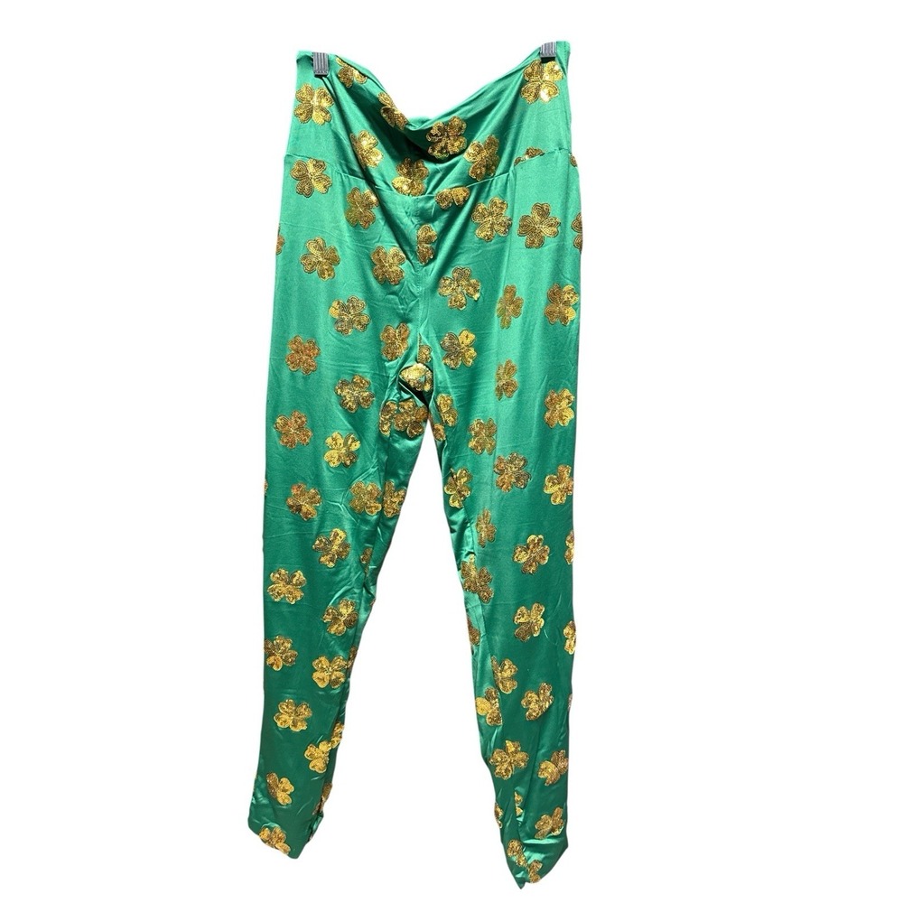 Tipsy Elves Gold Clover Sequin High Waisted Leggings Stβ Patrick's NWT Sz L